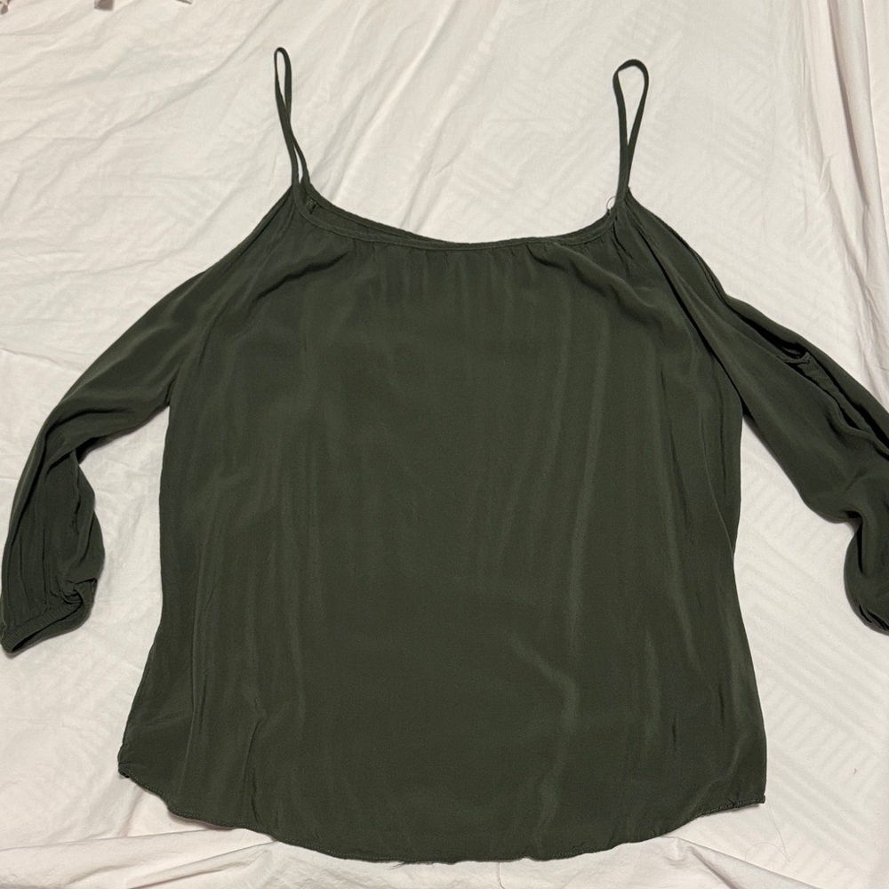 Express Olive Green Cold-Shoulder Spaghetti Strap Top